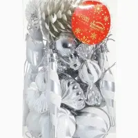 Набор украшений пластик 26 шт "Праздничный хоровод" 4 см, серебро