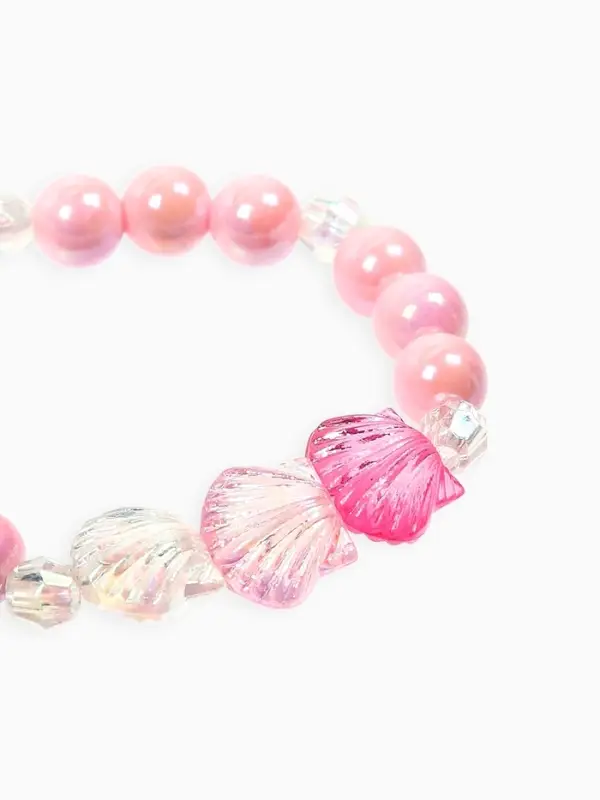 Набор детский "Выбражулька" 2 пр-та: кольцо б-р, браслет 6 см, ракушки, розовый