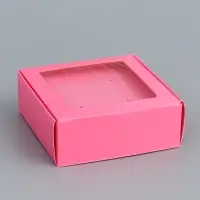 Коробка для бижутерии с PVC окном 8&times;8&times;3 см, розовый