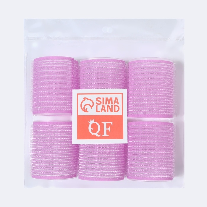 Бигуди &laquo;Липучка&raquo;, d = 5 см, 6,5 см, 6 шт, цвет сиреневый