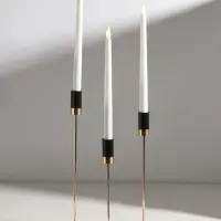 Подсвечник металл, стекло "Лофт" d=2 см набор 3 шт чёрно-золотой 8х8х24, 8х8х29, 8х8х34 см