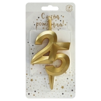 Свеча в торт &laquo;Юбилейная&raquo;, цифра 25, золотая