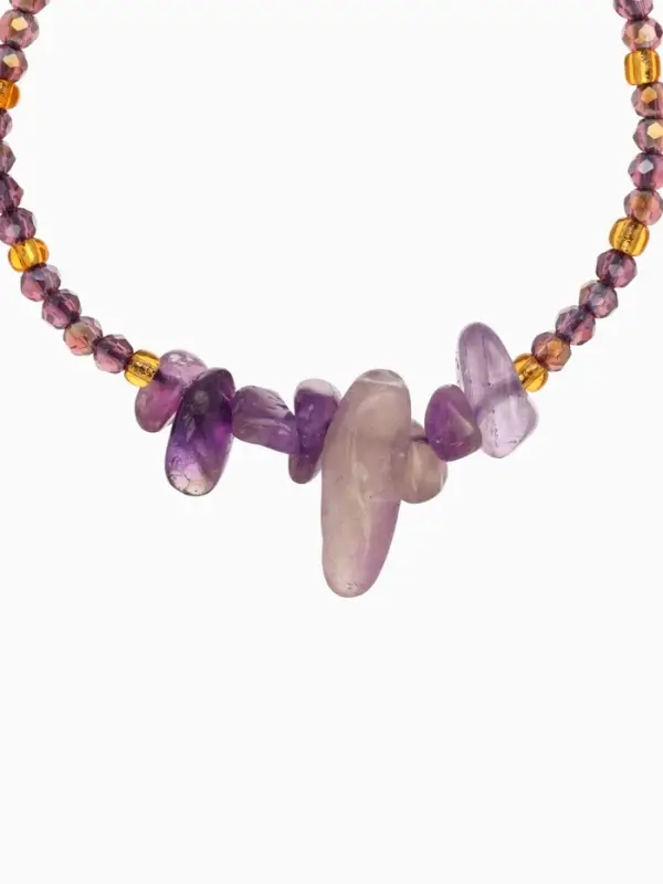 Браслет, длина 16 см, цв. сиреневый, красный