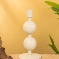 Подсвечник на 1 свечу текстурный "Фисташковый" с 2 сферами 8,5х8,5х18 см