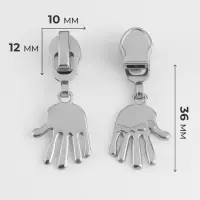 Бегунок для молнии &laquo;Спираль&raquo;, №7, &laquo;Ладонь&raquo;, 10 шт., цвет никель