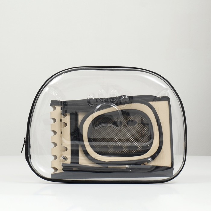 Переноска для животных прозрачная, 42*32*28 см, бежевая Переноска для животных прозрачная, 42*32*28 см, бежевая