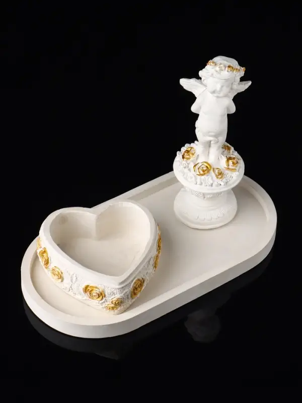 Набор фигура и подставка "Ангел и сердце" 12х20х10 см