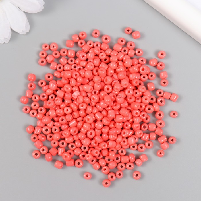 Бисер стекло 6/0 "Лососевый" яркий 450 гр