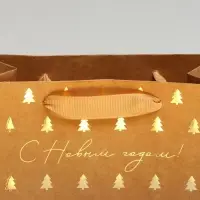 Пакет подарочный новогодний крафтовый &laquo;Ёлочки&raquo;, S 15 х 12 х 5.5 см