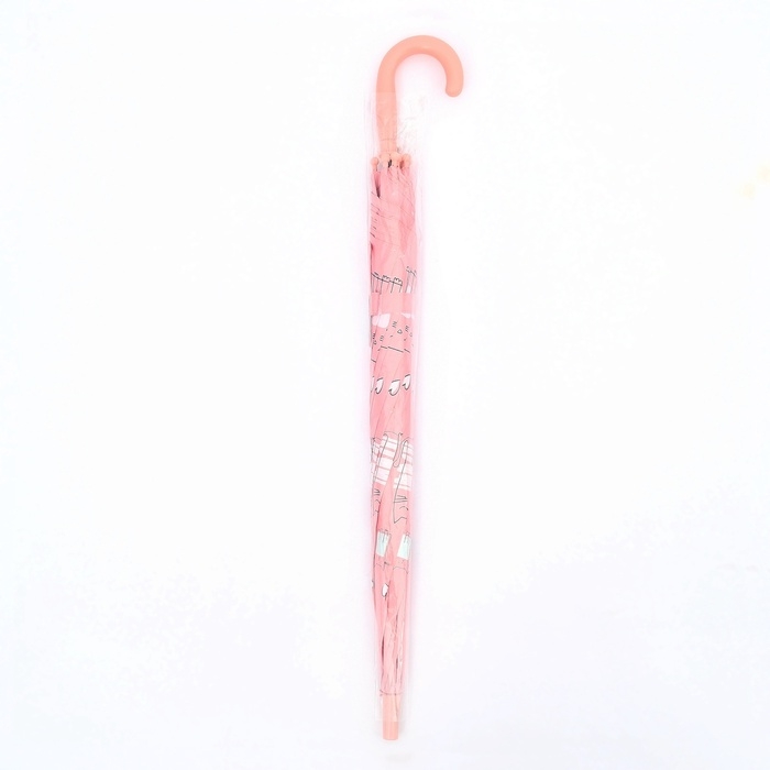 Зонт-трость детский п/авт R49/55 П/Э КОТИКИ ручка-крюк МИКС пакет