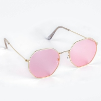 Очки солнцезащитные "OneSun", дужка 13 см, ширина 13 см, линза 4.5 х 5 см, розовые