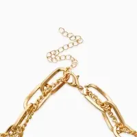 Колье "Жемчуг" борокко, цепь, 2 яруса, цвет белый в золоте