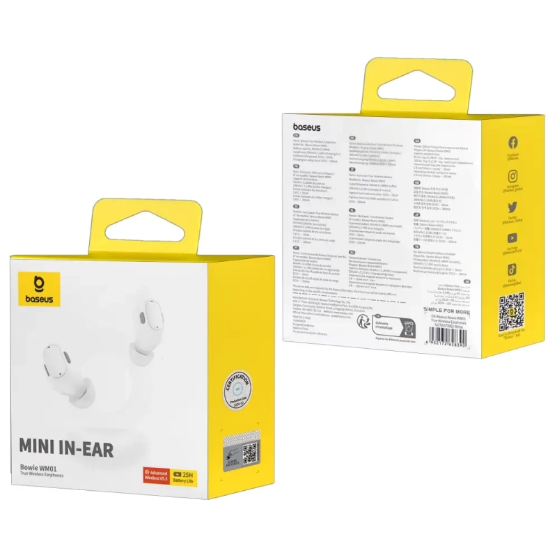 Наушники Bluetooth WM01 Baseus белые NGTW370002