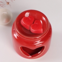 Аромалампа керамика + ароматический воск "Сердце" красная 7,5х7,5х8 см