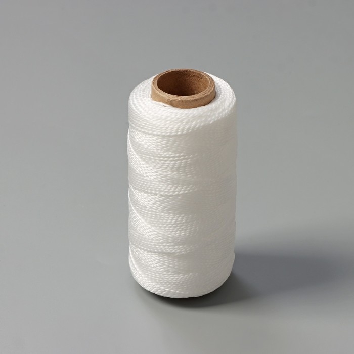 Нить крученая Доляна, 2-х прядная, ПП, d=1,3 мм, 200 м, цвет белый