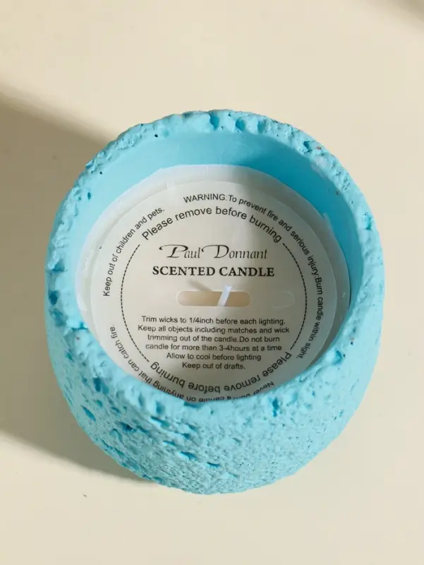 Свеча в вулканическом подсвечнике "Лава" голубая 8,5х8,5х7,5 см