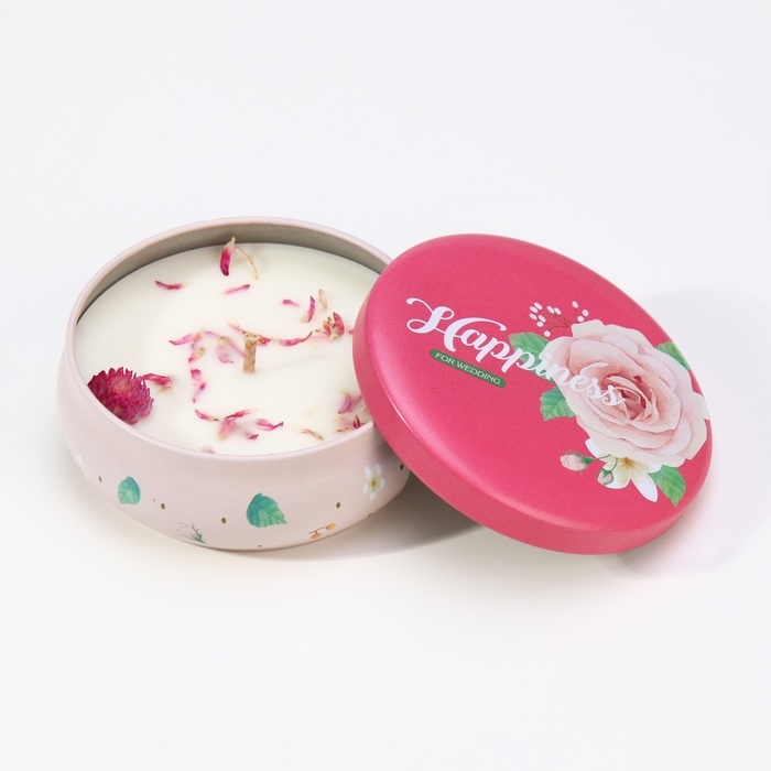 Свеча ароматическая из соевого воска с сухоцветом "Свежие цветы", 3х8,5 см, 110 г