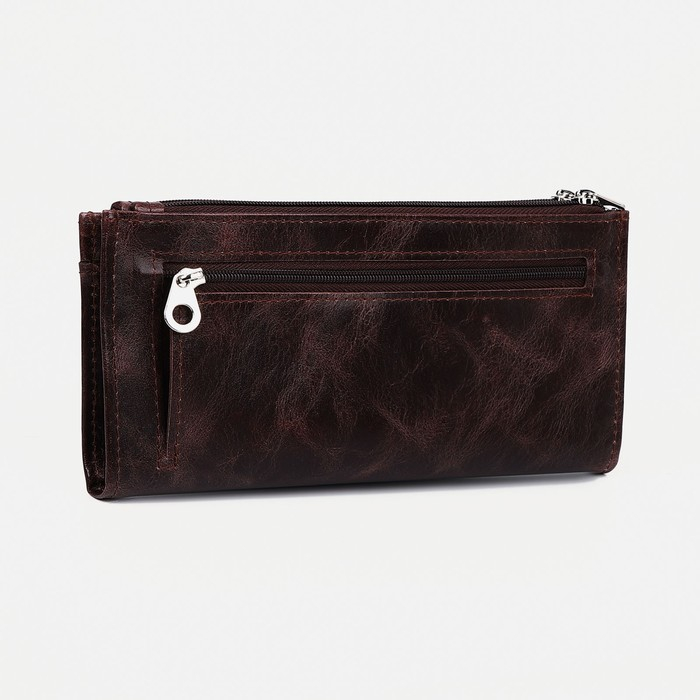 Кошелёк женский на молнии, цвет коричневый