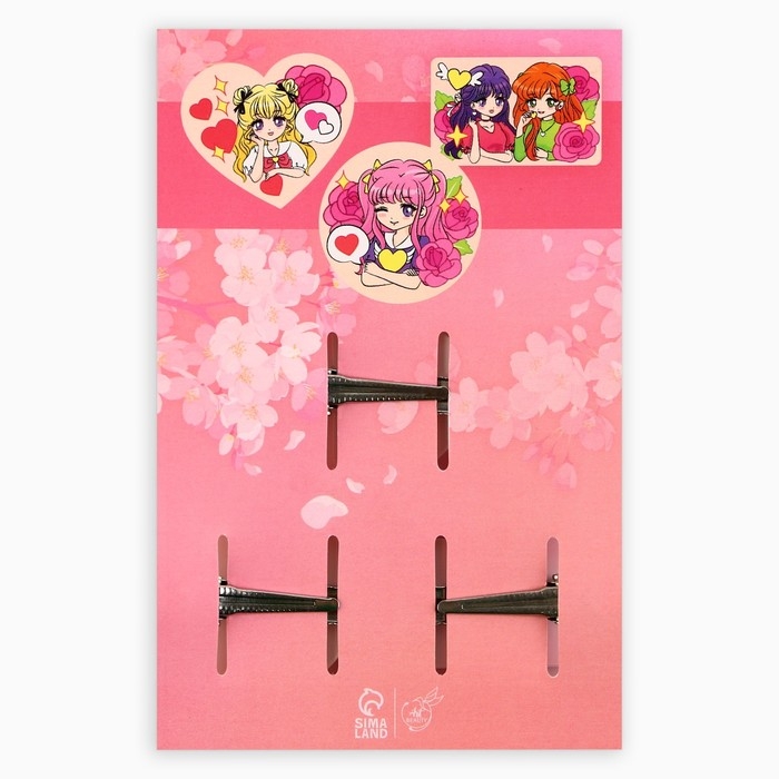 Заколки для волос, &laquo;Кавайные заколки&raquo; с наклейками, 8.5 х 13 см