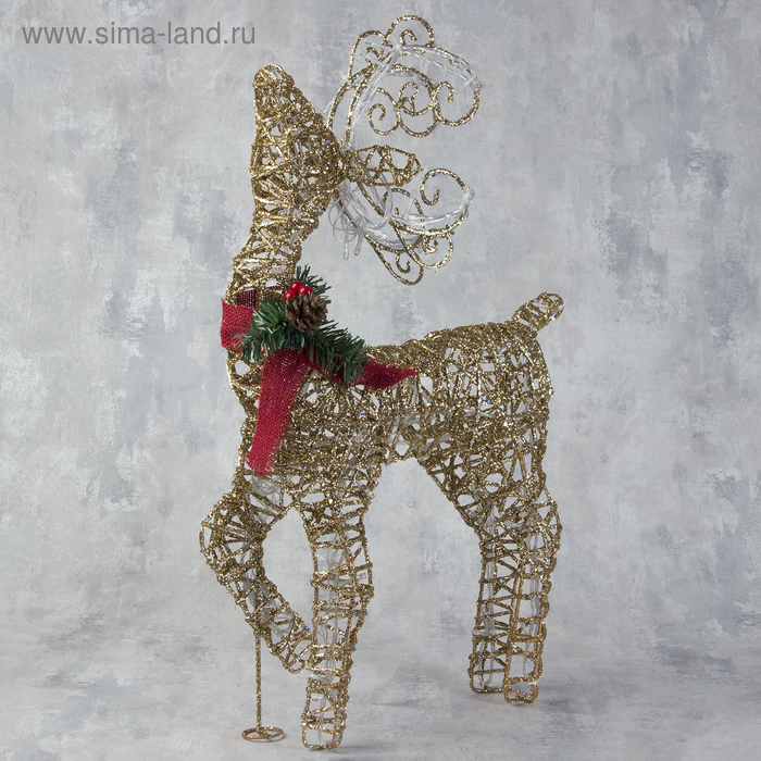 Светодиодная фигура &laquo;Олень золотистый&raquo; 40 &times; 60 &times; 18 см, металл, 220 В, свечение тёплое белое