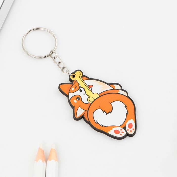 Брелок для ключей деревянный &laquo;Корги&raquo;, 5 х 6 см