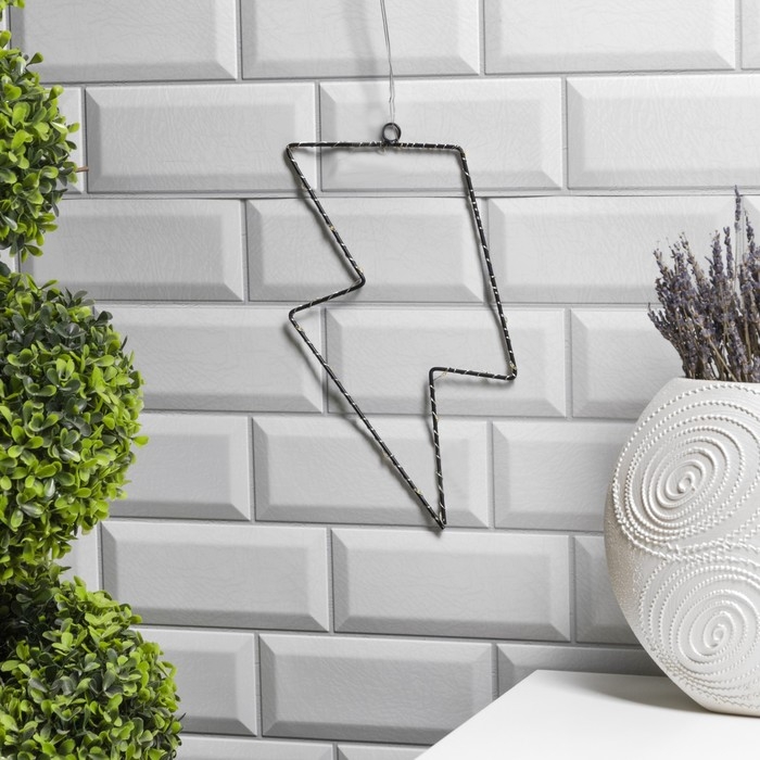 Светодиодная фигура &laquo;Молния&raquo; 16 &times; 29 см, металл, батарейки ААх2 (не в комплекте), свечение тёплое белое