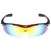 Очки велосипедные со сменными линзами в кейсе, цвет красный