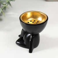 Подставка под благовония полистоун "Человечек сидит" чёрный  6,7х6х6,8 см