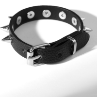 Браслет кожа &laquo;Хардкор&raquo; шипы, цвет чёрный в серебре