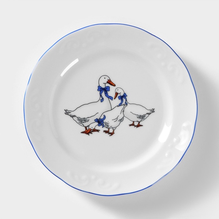 Тарелка фарфоровая &laquo;Гуси&raquo;, d=17,5 см, МИКС