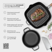 Казан чугунный Wild Kitchen &laquo;Туризм&raquo;, 8 л, d=36 см, лопатка и губка в комплекте