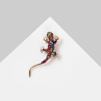 Брошь &laquo;Ящерица&raquo;, цветная в золоте