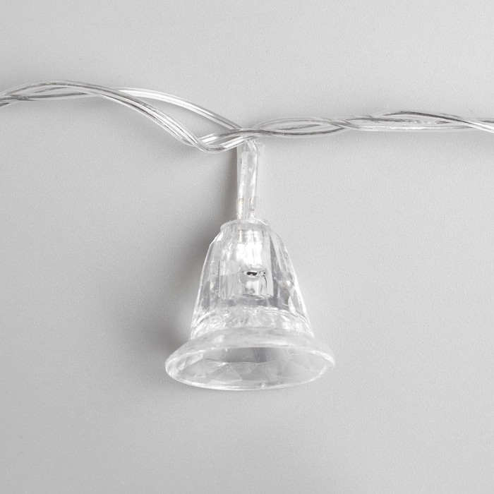 Гирлянда &laquo;Нить&raquo; 5 м с насадками &laquo;Колокольчики&raquo;, IP20, прозрачная нить, 20 LED, свечение мульти (RG/RB), мигание, 220 В