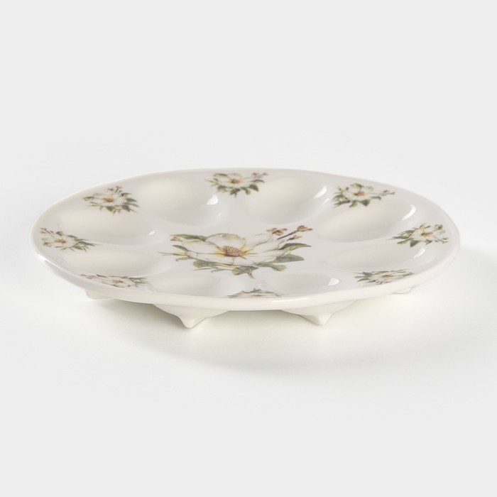 Подставка фарфоровая для яиц Доляна &laquo;Цветы шиповника&raquo;, d=20 см