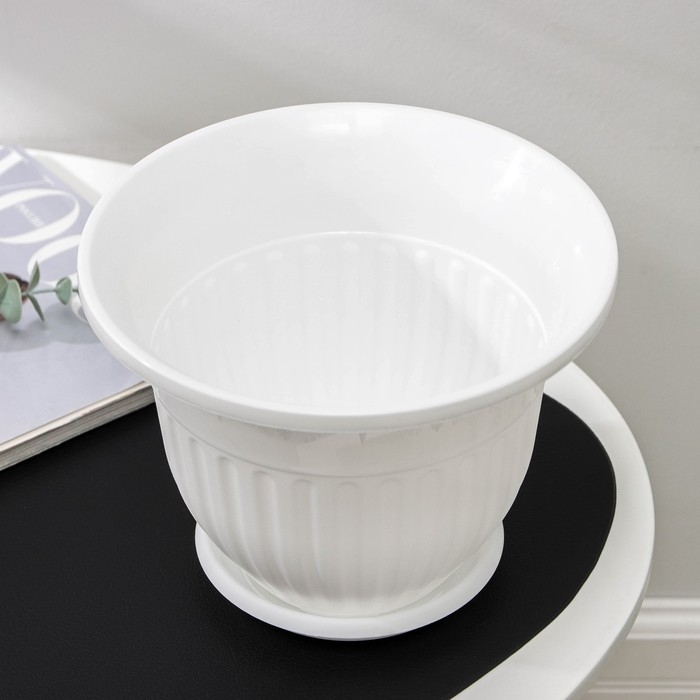 Горшок для цветов с поддоном &laquo;Лозанна&raquo;, 3 л, пластиковый, цвет белый