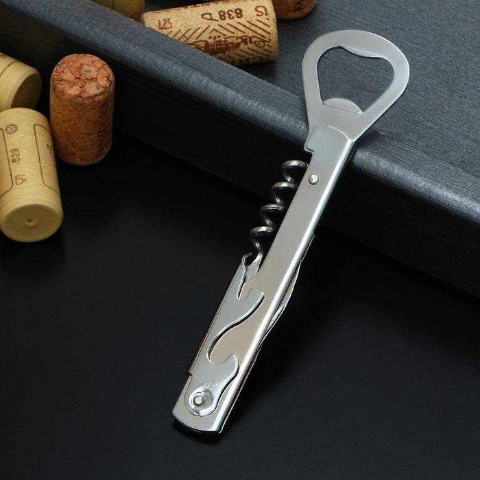 Штопор - открывашка Доляна &laquo;Универсальная&raquo;, 14 см, цвет серебристый