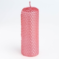 Свеча из вощины, 4,5х4,5х12,5 см, фуксия металлик