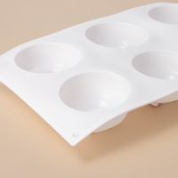 Форма для муссовых десертов и выпечки Доляна &laquo;Десерт с фруктами&raquo;, 30&times;17,5&times;4,5 см, 6 ячеек (d=7 см), цвет белый