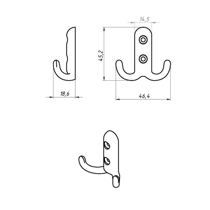 Крючок-вешалка ТУНДРА, №14, цвет хром, 1 шт.