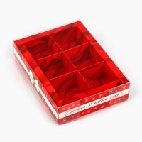 Коробка под 6 конфет с ячейками &laquo;Новогодний бант&raquo;, 10 х 14.5 х 3 см, Новый год