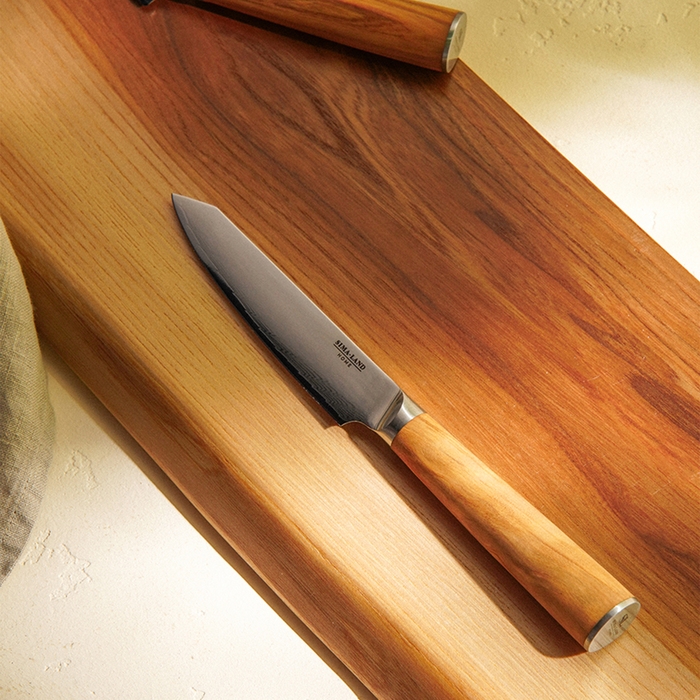 Нож кухонный SL Home &laquo;Оливия&raquo;, универсальный, лезвие 12,7 см, дамасская сталь, цвет коричневый