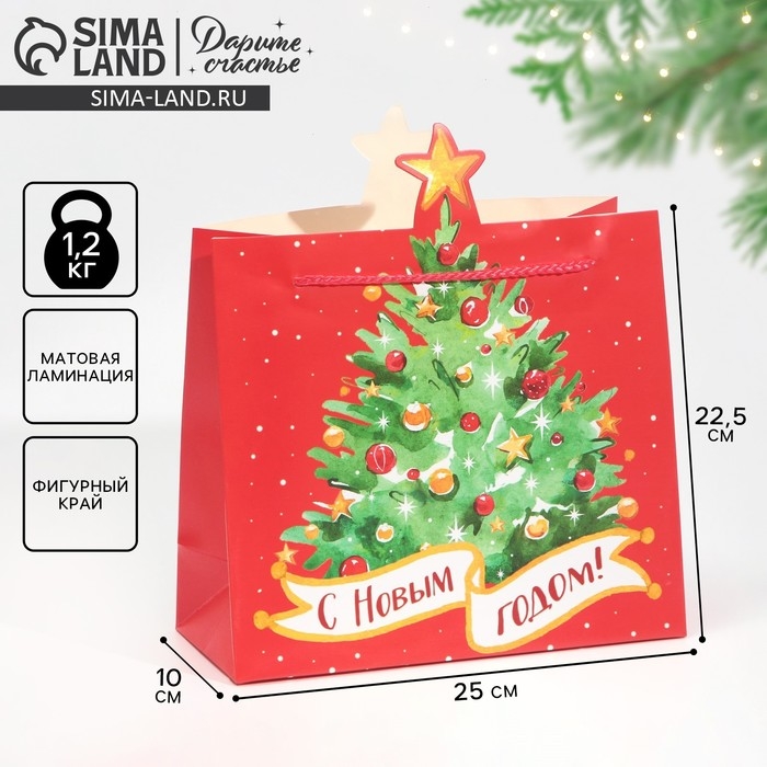 Пакет подарочный новогодний &laquo;Ёлочка&raquo;, 25 х 26 х 10 см, Новый год