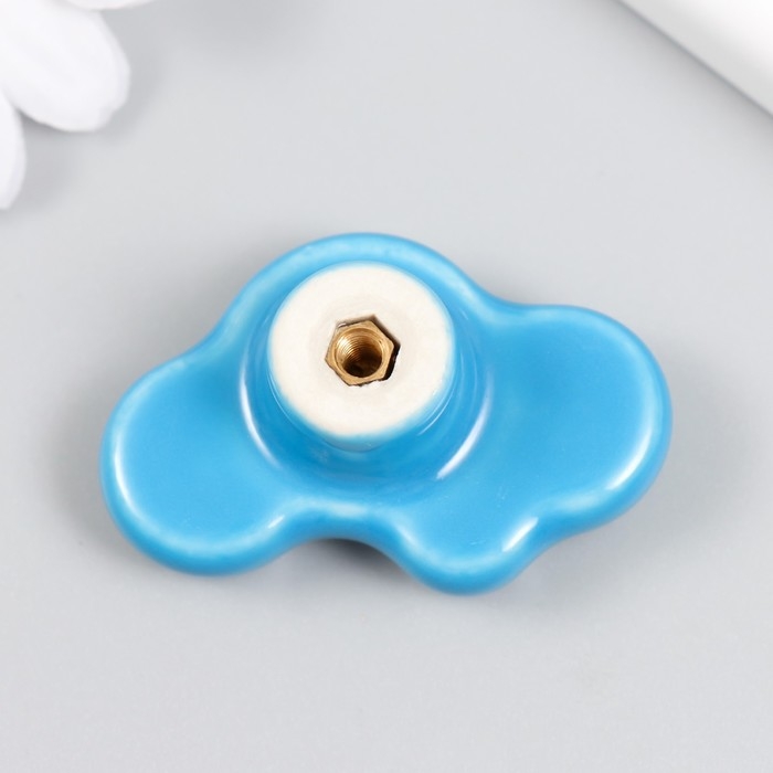 Ручка для шкатулки керамика, металл "Машинка" голубая 3,2х4,8х2,2 см