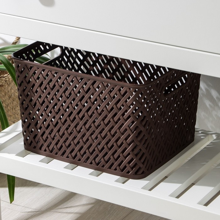Корзина для хранения &laquo;Плетёнка&raquo;, 34,5&times;30&times;22,5 см, цвет коричневый