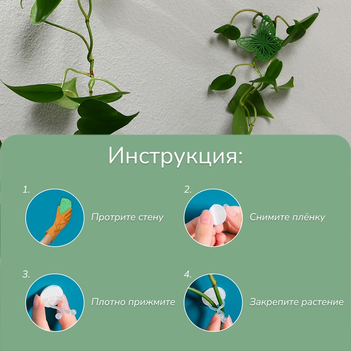 Крепления для вьющихся растений, самоклеящиеся, &laquo;Бабочка&raquo;, набор 10 шт., Greengo