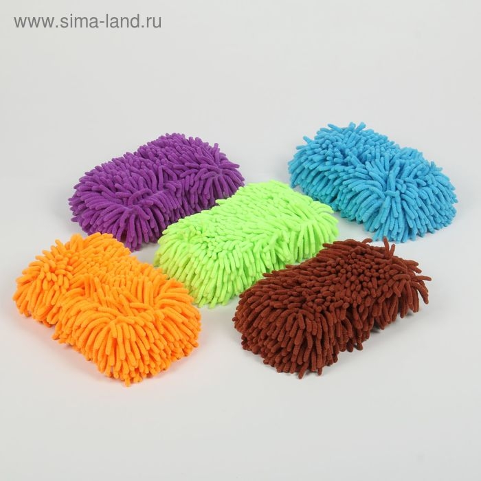 Губка для мытья авто, 24&times;11 см, микрофибра, микс