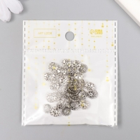 Декор шляпка для бусин "Цветок-полукруг" серебро 0,8х0,8 см набор 50 шт