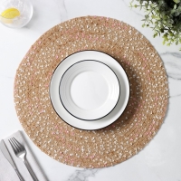 Салфетка сервировочная на стол Доляна &laquo;Серпантин&raquo;, d=38 см, цвет бежевый