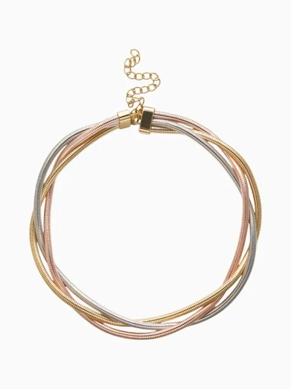 Чокер &laquo;Многослойный&raquo; крупный металлический, разноцветный