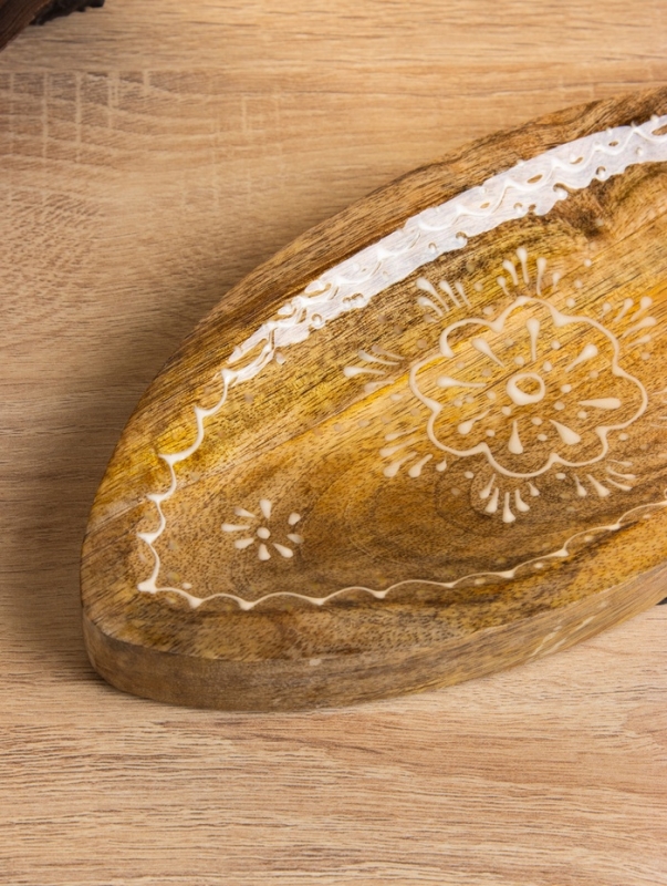 Блюдо в форме рыбки "Пряник" дерево манго 32х11,5х2 см